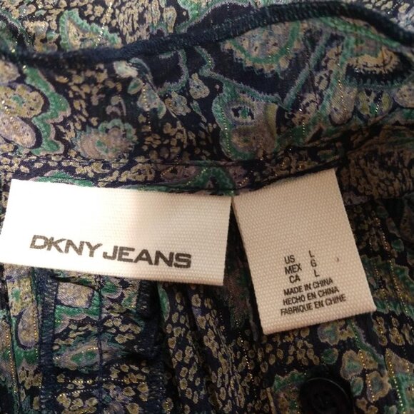 DKNY Jeans Green/Blue Paisley Two Piece Dress - Picture 13 of 15